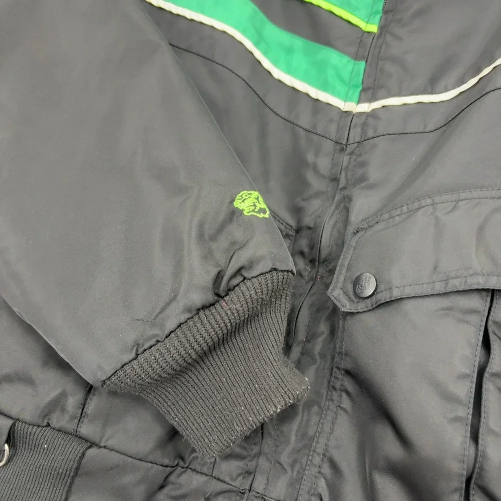 Vintage Arctic Cat Jacket Mens L Black Green Thinsulate Mock Neck Snowmobile Ski